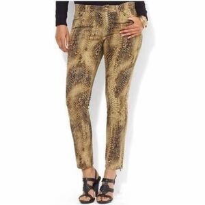 Lauren Ralph Lauren High Rise Zip Ankle Snakeskin Print Jean Pants Size 14